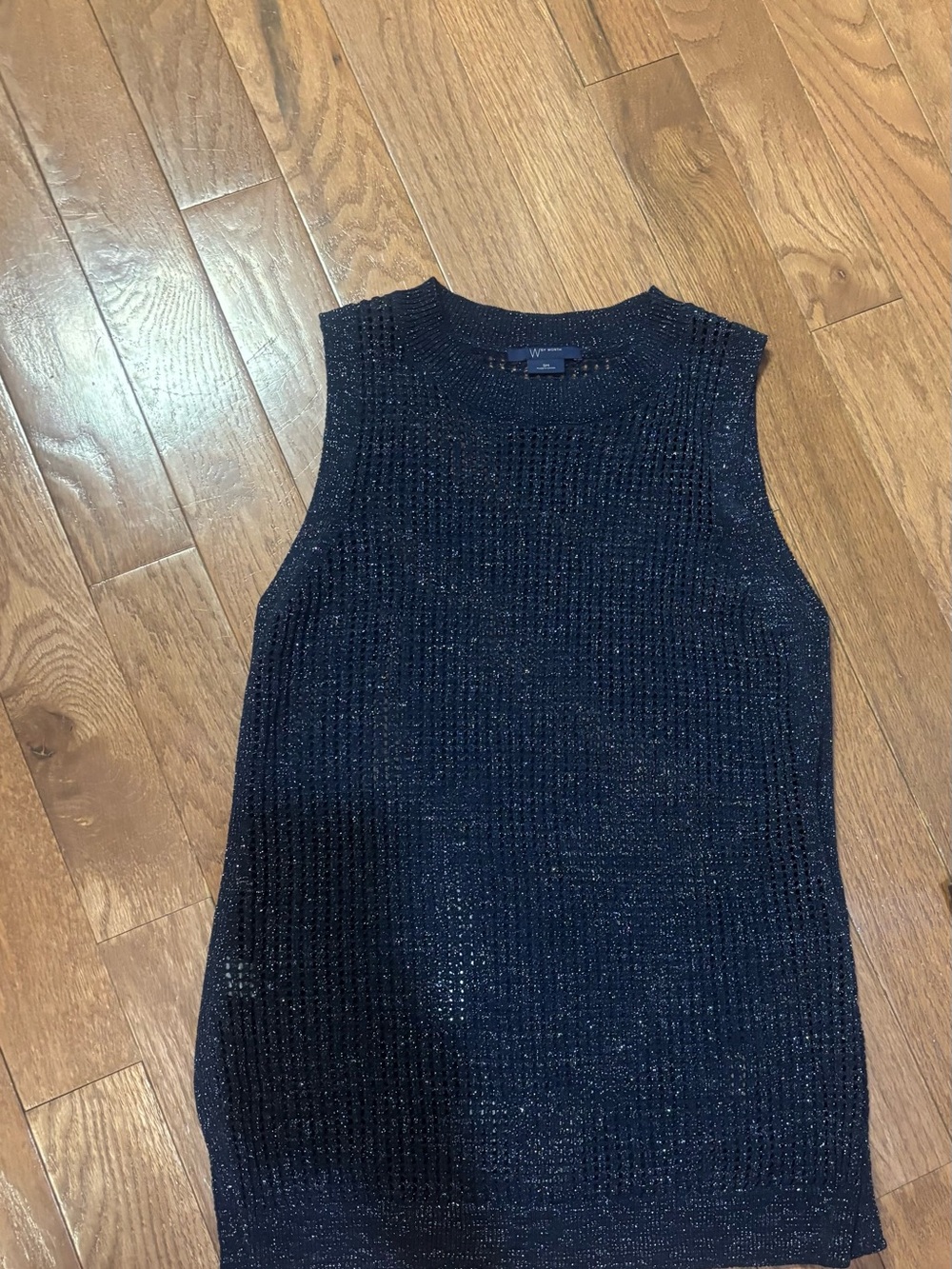 Brand new! W by Worth Navy Metallic Open-Knit Sweater